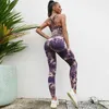 Active Set Seamless Tie-Dyed Yoga Set Sports Fitness High midja HIP Raise Pants Cutout Bra Suit Workout Clothes Gym Leggings Set for Women 240424