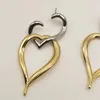 Dingle örhängen stort metallhjärta två-ton inlägg för kvinnor uttalande semestertillbehör designer stilar eleganta härliga gåvor c1486