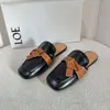 Luxury Fashion Slipper Designer New Style Womens Casual Shoers Sliders Sandale Lady Slide Mules Summer Doads Gift Flat Sandal Classic Brown Beach Leather AAA +