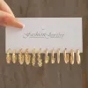 أقراط ألوان ذهبية الفراشة تويست طوق مجموعة حلق للنساء القلب جوفاء الأبعاد أقراط المسمار المعدنية المجوهرات العصرية 2022 جديدة