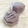 Jewelry Pouches Three Slots Octagonal Exquisite Velvet Box Display With Detachable Lid Ring Storage