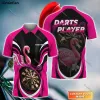 Camisas Nome personalizado Darts rosa Mulheres camisa pólo 3D em toda