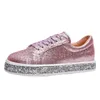 Casual Shoes 2024 Spring Autumn Sequin Lace-up Sneakers Women's Fashion All-match Plus Size Sparkle Slip On