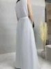 Etnische kleding Abaya Muslim Dubai vrouwen solide o nek mouwloze veter maxi jurk kaftan gewaad femme musulmane underlay tanktop 2024