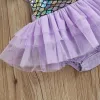 Pezzi neonati neonati per bambini abbigliamento per frumper manicotto a mosca sirena stampa in tulle di giuntura tutu body sunsuits abiti abiti