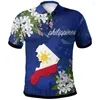 Men's Polos Philippines Flag Map Polo Shirts For Men 3D Printed Button Shirt Casual Loose Short Sleeve Summer Hawaiian Tops Street Tees