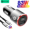 Cargadores de 83w Cargador de automóvil, 1 puerto USB C PPS/PD 65W/45W/30W/18W, 1 Portesc3.0/AFC para la computadora portátil Tipo C iPhone14 11/SE S10/S20/Nota 10 XPS 13/15/17