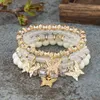 Kralen 4 -stcs Boheemse vlinderbeugelarmband ingesteld voor vrouwen kristal kralen kettingbangle vrouwelijk mode feest sieraden cadeau 240423