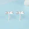 Stud Earrings Simple Dragonfly 925 Silver Needle Ear Jewelry For Women Female Brincos Oorbellen Fashion Cute Girls Gifts