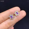Stud Earrings Gift Natural And Real Amethyst Earring 925 Sterling Silver