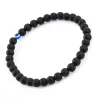 Strands 2pcs azul turco Olhos malignos Bracelete preto Beds de pedra natural de obsidiana homens Beelé para homens homens de ioga presentes de joias de mão 6mm