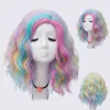 Perruques Gaka Cosplays de cheveux synthétiques bouclés pour femmes Halloween Colored Rainbow Wig Fibres résistantes à la chaleur