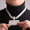 Naszyjniki bąbelkowe litera dostosowana do biżuterii Wyjęty naszyjnik dla mężczyzn dwa tony mrożone modne uroki