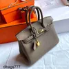 Womens Classic Platinum Wax Handbag Thread Togo Calf High End Handheld Bag Handmade Genuine Leather