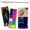 Körperfarbe 12 Kerne UV Glühfarbe fluoreszierende Neonöl Gesicht Körpers Körperkosmetikpalette für Halloween Party Farbe Kostüm Kid Cosplay Make -up D240424