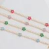 Arrivato arcobaleno cz colorato fiore tennis collegamento bracciale per donne ghiacciate bling bling asfaltato daisy 240423