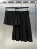 Kjolar designer märke överlägsen kvalitet inverterad triangel nylon utökad hög midja veckad kjol akademi stil halv längd för kvinnor 2enk