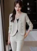 Calças de duas peças femininas Moda Office Ladies Pant Suit Women Black Bege Coffee Business Work Work Use Blazer e Trouser Formal