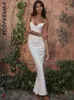 Casual Dresses BOOFEENAA Deep V Corset Tube Top Slit Long Maxi Dress Going Out Evening Party Women Elegant Luxury White Black Red C69CB31
