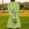 Chemises Golf Nouveau automne robe à manches longues pour femmes Robe imprimé de carton de fitness confortable Sports de loisirs à manches longues