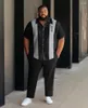 Tute da uomo Biggmans Bigmans Plus Size Shirt Set per abbigliamento Summer Stripe Black Stripe Poker Printingshort Sleeved Leisure Custom Made