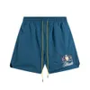 Trendiga Rhude Badge broderade elastiska avslappnade shorts för män och kvinnor High Street Beach Sports Capris
