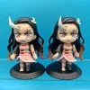 Poupées 10pcs / set q ver.Demon Slayer Warror figures Tanjirou Zenitsu Nezuko Inosuke Fighting Model Doll Toys PVC Figurines Cadeaux