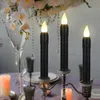 Bougies LED avec batterie à flamme vacillante Fausse de trottoir à distance pour décoration de maison Halloween Black 240417