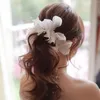 Hair Clips Satin Flower Headbands Wedding Soft Chain Pure White Floral Decoration Bohemia Style Jewelry Tiaras Crowns