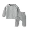 Ensembles de vêtements mignons nés en coton bébé garçons filles tricot tricoté top avec pantalon pour tout-petit anniversaire à manches longues décontractées