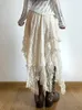 Letnia koronkowa asymetryczna spódnica Fairycore Women Vintage Y2K Boho estetyczna moda wysoka talia