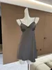 Casual Dresses Party Prom Satin Dress Solid Sexy Fashion Woman Chic V-Neck Spaghetti Strap Gown Grey Coquette 2000s