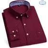 Herrklänningskjortor skjorta oxford män mode bomull tunt långärmad avslappnad smal fast färgplädtryck rand formell plus 7xl 6xl