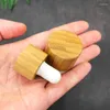 Storage Bottles Wooden Cap For Essential Oil Glass Pipette Dropper Bottle With Bamboo Cosmetic Packaging