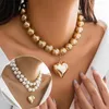 Pendant Necklaces Punk Big Love Heart Choker Necklace For Women Vintage Chunky Heavy Puffy Beads Chain Grunge Jewelry Steampun U1s2