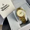 Projektant Vivianes Westwood New Western Cesarzowa Dowager Gold Quartz Watch Small and Small Gold Watch Watch Watch Saturn Pendant Watch Watch