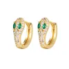 Kolczyki Znakomite mrożone zielone kryształowe oczy wąż kolczyki dla kobiet delikatne helis płat orbity do uszu biżuteria