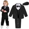 Blazers svart smoking för baby pojke spädbarn bröllop kostym småbarn födelsedagsfest gåva outfits dopa jul Xmas ceremoni dräkt