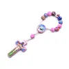 Brins Colorful Clay Perles Cartoon Bracelet Cross Rosaire pour enfants