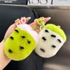 Cute Real Genuine Rabbit Fur Ice Cream Keychain Pompom Ball Bag Charm Pendant Car Phone Keyring Kids Doll Toys Gift