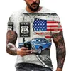 Summer Mens T-shirts surdimensionné des vêtements en vrac vintage à manches courtes Fashion America Route 66 Lettres imprimées o chemises à col 240419