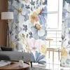 Plantas de cortina flores silvestres folhas de verão vasoral azul cortinas pura sala de estar janela de tule tule cortinas decoração de casa decoração