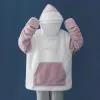 Sweatshirtler Sevimli Köpekbalığı Şekli Hoodies Çiftler Kadın Kawaii Gevşek Üstler Kuzu Şeyör Fermuarı Kapşonlu Sweatshirtler Büyük Cepler