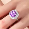 24ss New Designer Purple Gemstone Ring Jewelry Year New Amethyst Full Diamond S Silver Ring is Light Luxury Fashionable Personalized Elegant and High End