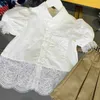 Luxury Princess dress girls tracksuits baby clothes Size 90-150 CM Lace patchwork design shirt and khaki pleated skirt 24April