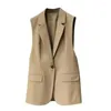 Giubbotti da donna 2024 Giacca vintage olam casual blazer lungo tipo da donna gilet singolo petto senza maniche da ufficio ledies