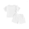 Ensembles de vêtements 0-18m Baby Girls Tenues d'été Summer Color Ruffles T-shirt à manches courtes sur les shorts élastiques