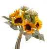 Kwiaty dekoracyjne 9pc/bukiet jedwabny słonecznik sztuczny kwiat 46 cm prawdziwa fabuła fałszywa roślina na dekorację ślubną dom Garen