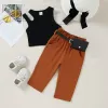 Set di abiti da bambino estate Girls Sexy Girls Sleeveless Abito per bambini Solido Top Cance Cantaloni BASSO CASA CHUAD