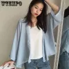 Bluz wtempo mavi beyaz şeffaf gömlekler kadın kimono Japon uzun kollu hırka moda yeni harajuku güneş kremi şifon bluzlar